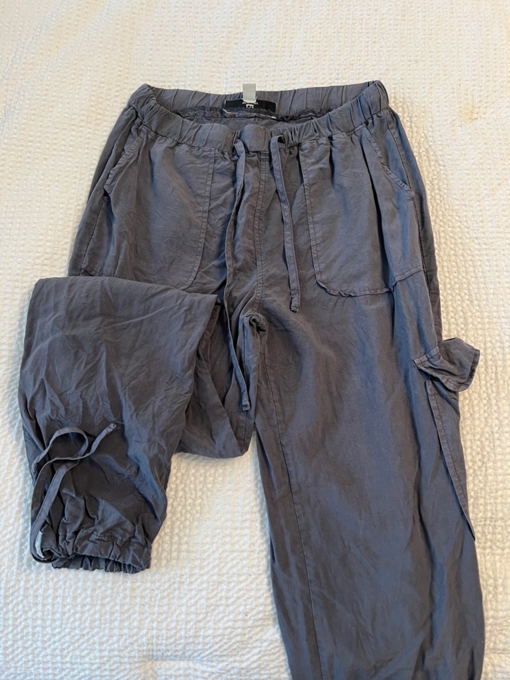 Casual Drawstring Cargo Pants - Gray